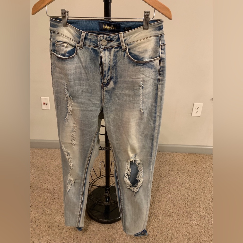 Indigo Rein Light Wash Distressed Jean